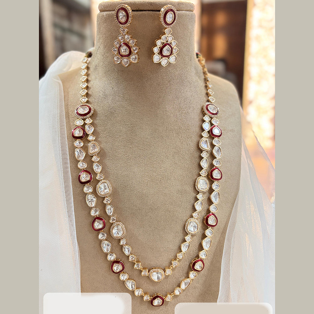 Jewel Addiction Designer Gold Plated Kundan And Meenakari Long Necklace Set