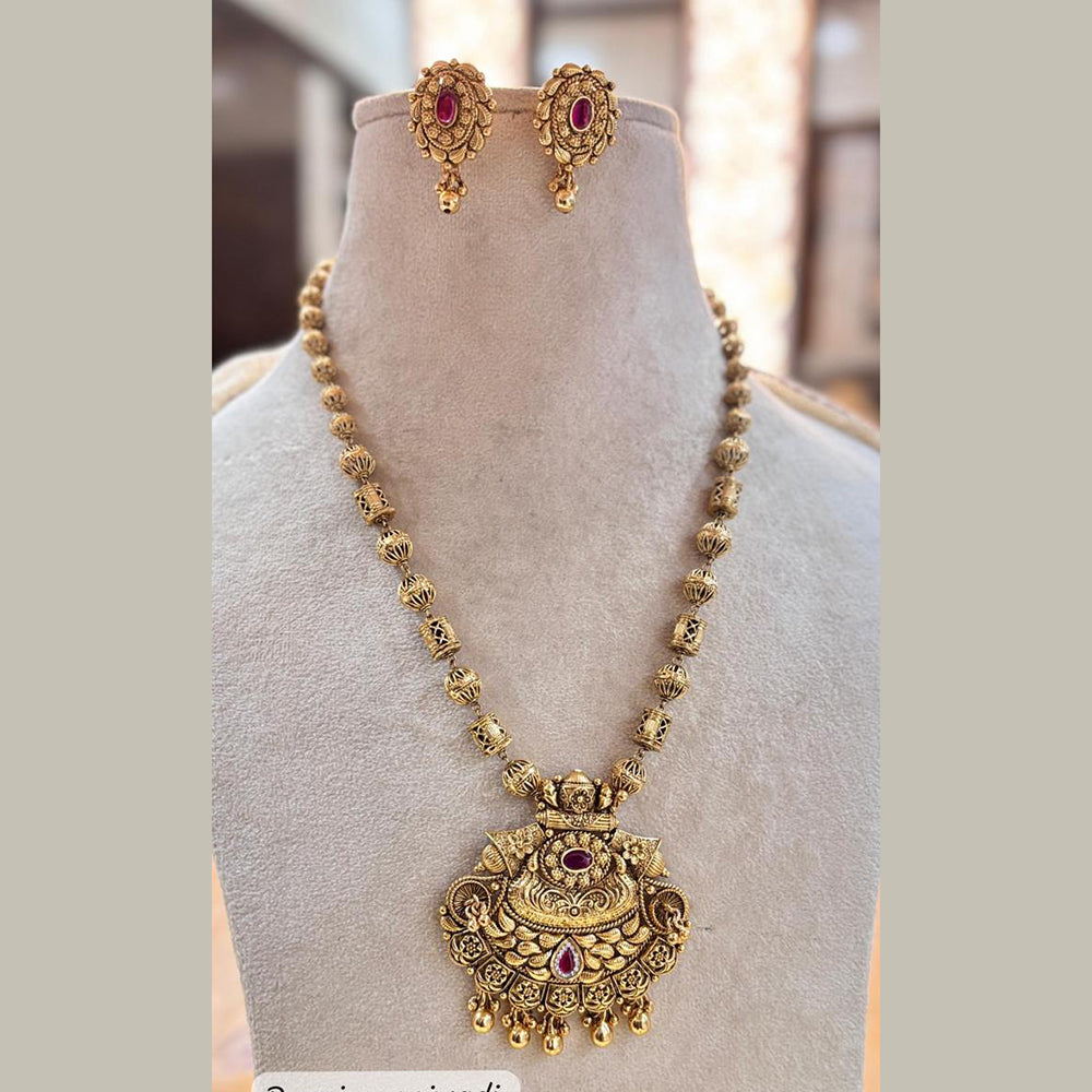 Jewel Addiction Elegant Gold Plated Pota And Pearl Necklace Set