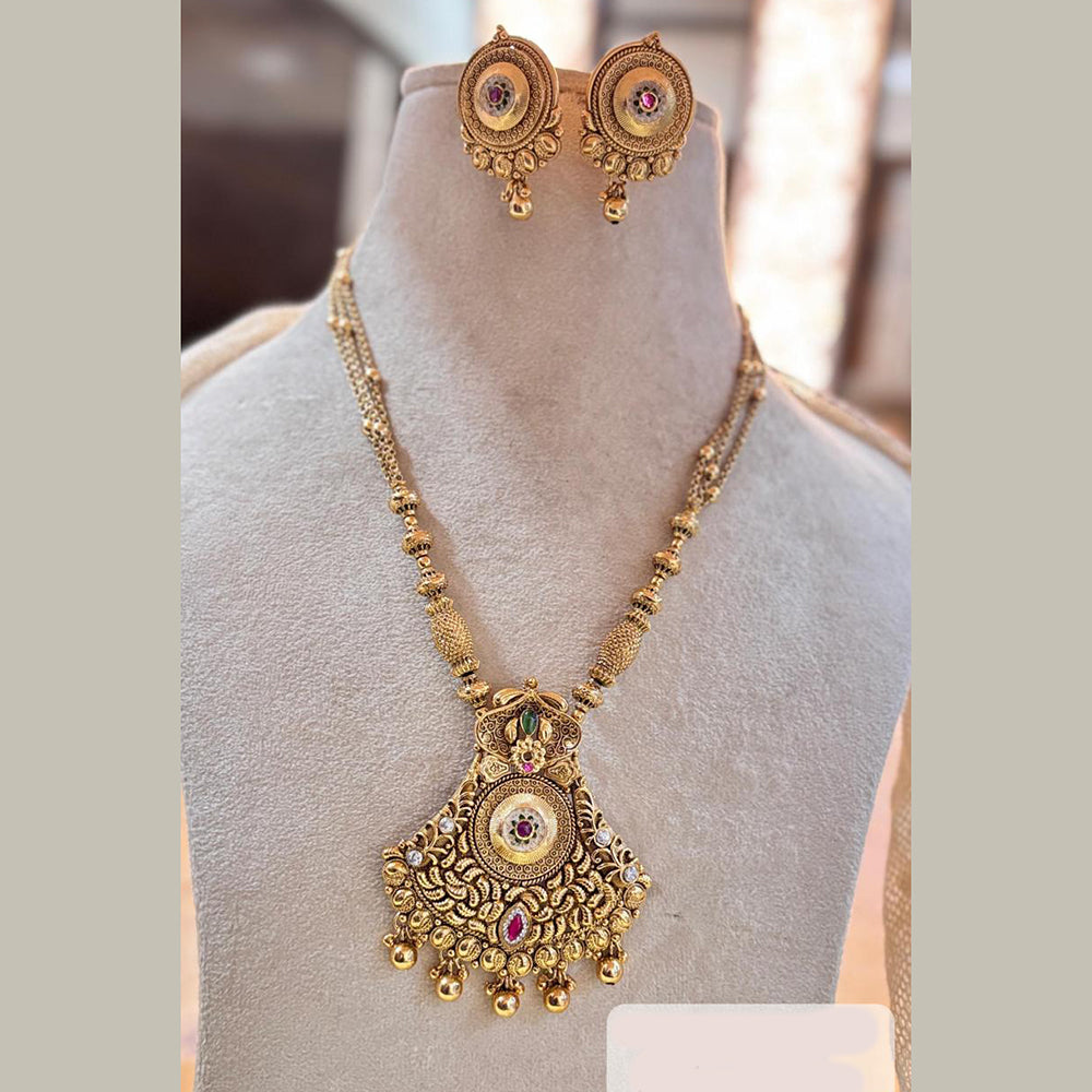 Jewel Addiction Elegant Gold Plated Pota And Pearl Necklace Set