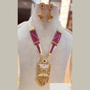 Jewel Addiction Elegant Gold Plated Pota And Pearl MeenakariNecklace Set