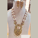 Jewel Addiction Elegant Gold Plated Pota And Pearl MeenakariNecklace Set