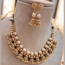 Jewel Addiction Elegant Gold Plated Pota And Pearl Necklace Set