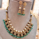Jewel Addiction Elegant Gold Plated Pota And Pearl Necklace Set