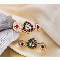 Jewel Addiction Exclusive Designer Gold Plated Pota and Pearl Ring