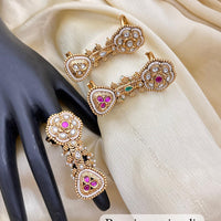 Jewel Addiction Exclusive Designer Gold Plated Pota and Pearl Ring