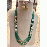 Jewel Addiction Elegant Gold Plated Kundan And Pearl Long Necklace Set