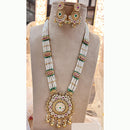 Jewel Addiction Elegant Gold Plated Pota And Pearl Long Necklace Set