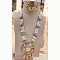 Jewel Addiction Elegant Gold Plated Pota And Pearl Long Necklace Set
