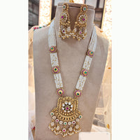Jewel Addiction Elegant Gold Plated Pota And Pearl Long Necklace Set