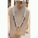 Jewel Addiction Elegant Gold Plated Pota And Pearl Long Necklace Set
