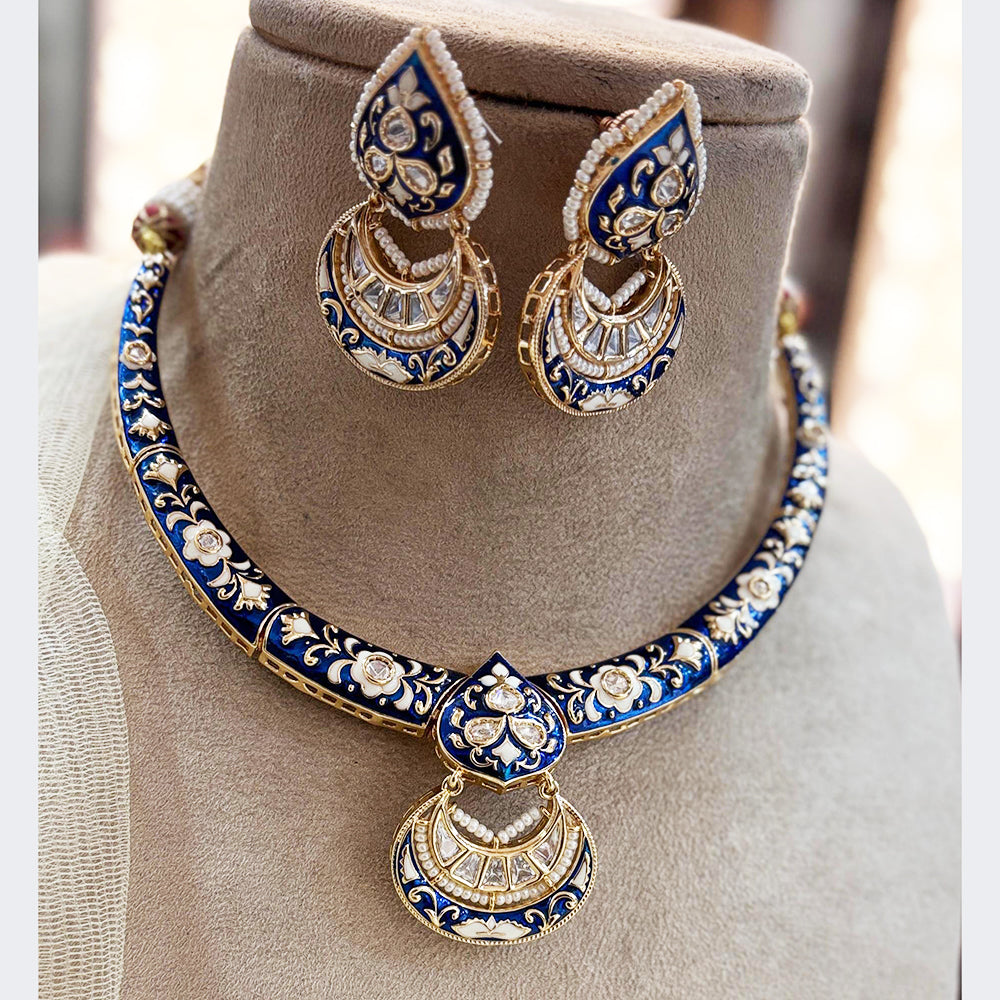 Jewel Addiction Gold Plated Polki Kundan And Meenakari Necklace Set