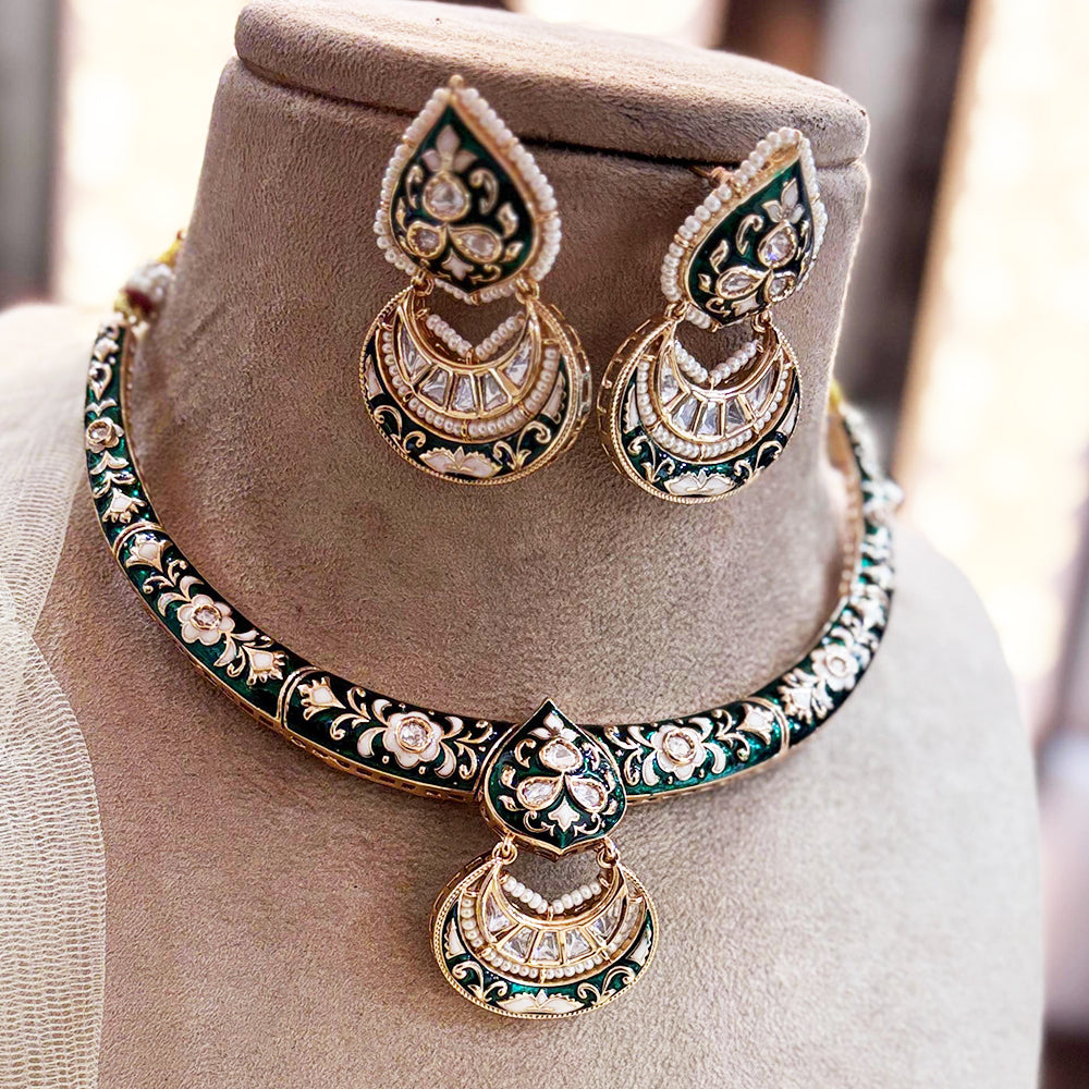 Jewel Addiction Gold Plated Polki Kundan And Meenakari Necklace Set