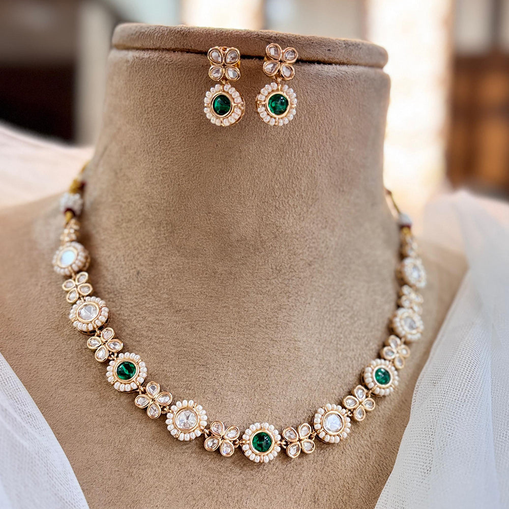 Jewel AddictionGold Polki Kundan Traditional Charm with Modern Elegance Necklace Set