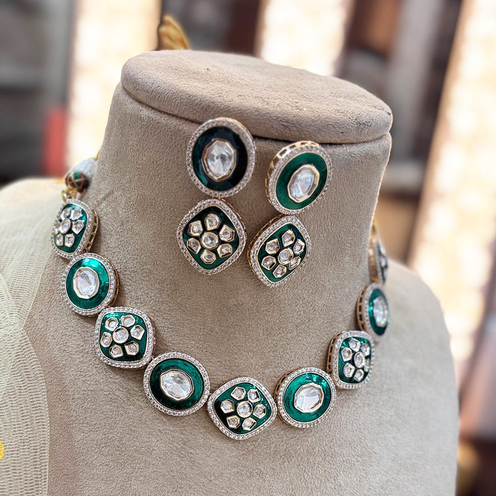 Jewel Addiction Gold Plated Polki Kundan And Meenakari Necklace Set