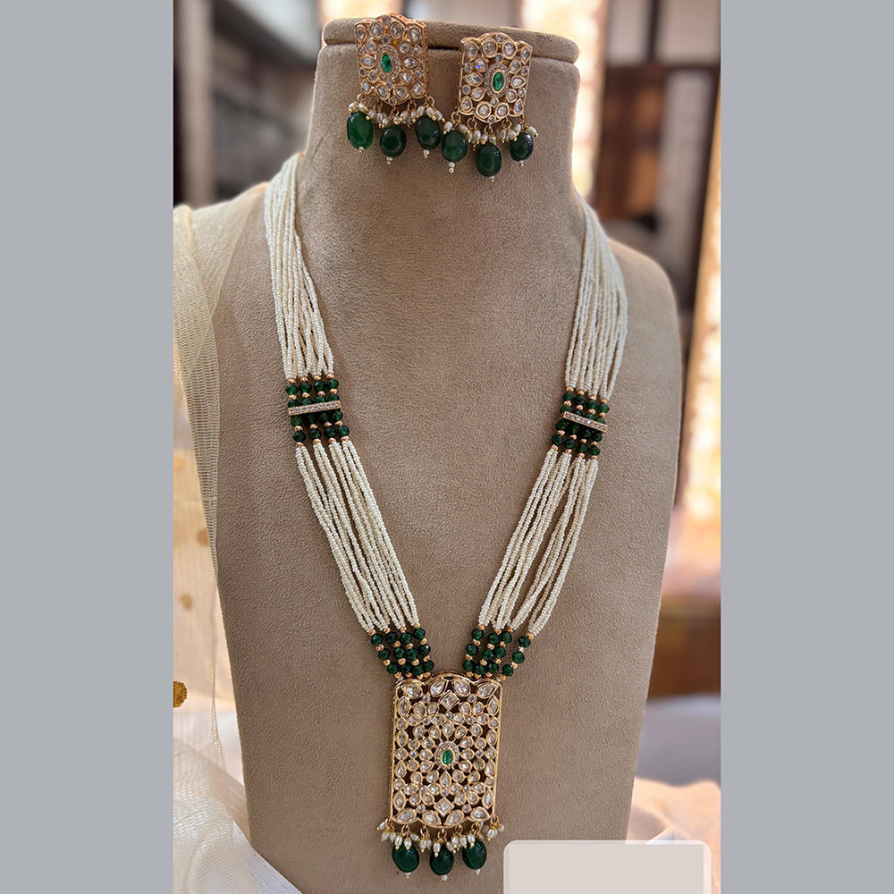 Jewel Addiction Gold Plated Polki Kundan And Pearl Long Necklace Set