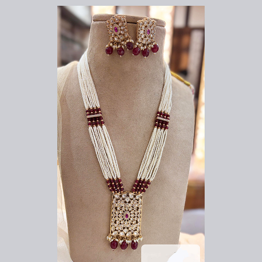 Jewel Addiction Gold Plated Polki Kundan And Pearl Long Necklace Set