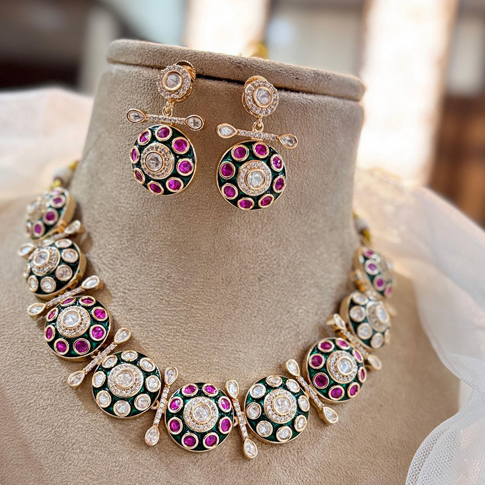 Jewel AddictionGold Polki Kundan Meenakari Traditional Charm with Modern Elegance Necklace Set