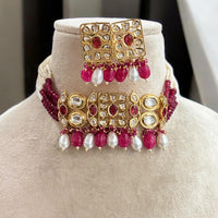 Jewel Addiction Gold Plated Polki Kundan And Pearl Choker Necklace Set