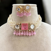 Jewel Addiction Gold Plated Polki Kundan And Pearl Choker Necklace Set