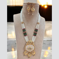 Jewel Addiction Gold Plated Pota Stone And Pearl Long Necklace Set