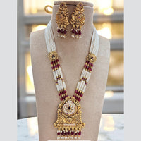 Jewel Addiction Gold Plated Pota Stone And Pearl Long Necklace Set