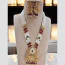 Jewel Addiction Gold Plated Pota Stone And Pearl Long Necklace Set