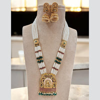 Jewel Addiction Gold Plated Pota Stone And Pearl Long Necklace Set