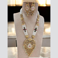 Jewel Addiction Gold Plated Pota Stone And Pearl Long Necklace Set