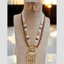 Jewel Addiction Gold Plated Pota Stone And Pearl Long Necklace Set