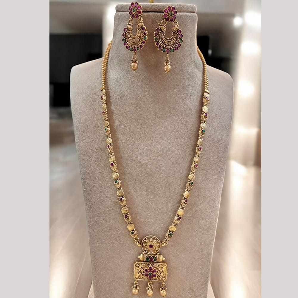 Jewel Addiction Gold Plated with Pota Sparkle Ethnic Glam Long Necklace Set