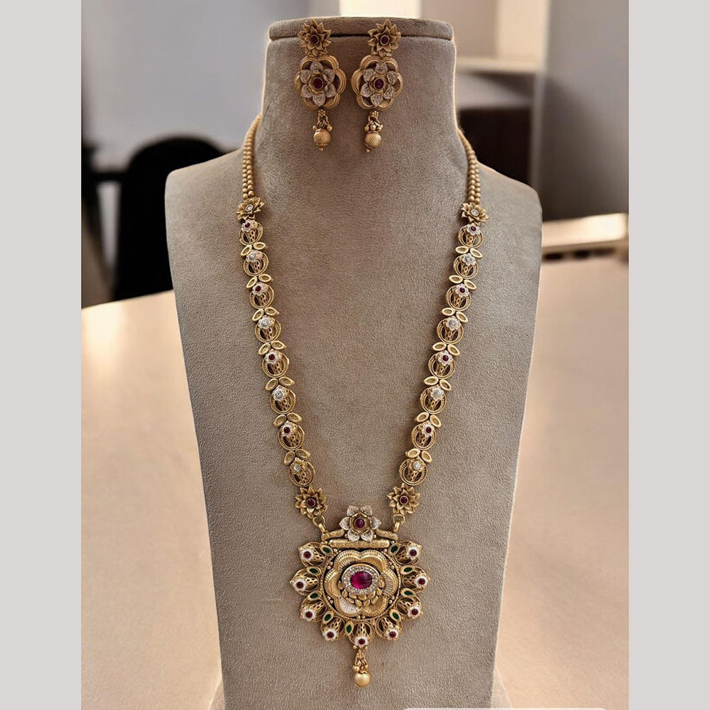 Jewel Addiction Gold Plated with Pota Sparkle Ethnic Glam Long Necklace Set