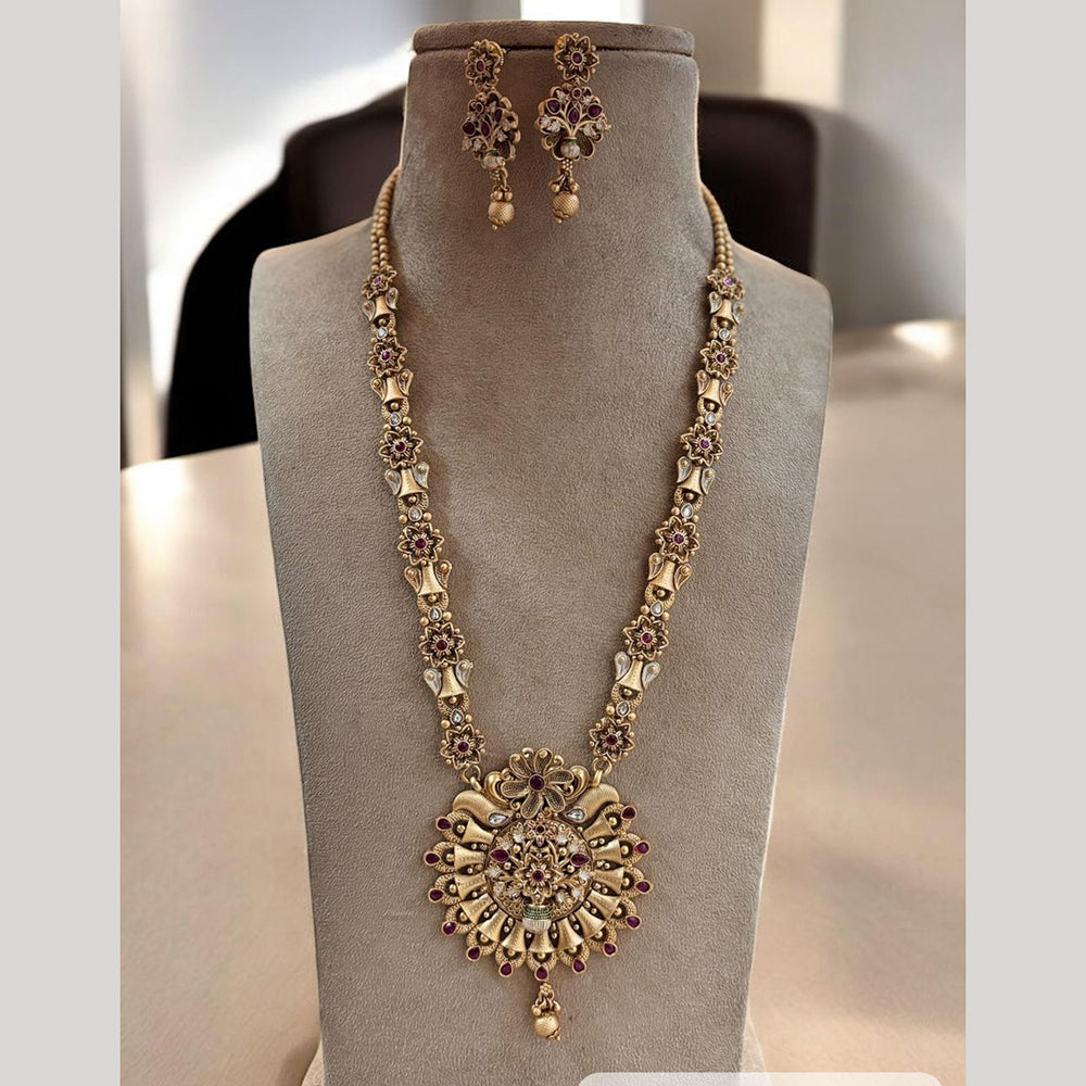 Jewel Addiction Gold Plated with Pota Sparkle Ethnic Glam Long Necklace Set