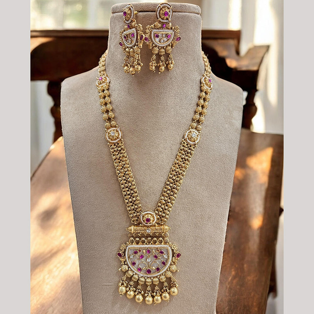 Jewel Addiction Gold Plated with Pota Sparkle Ethnic Glam Long Necklace Set