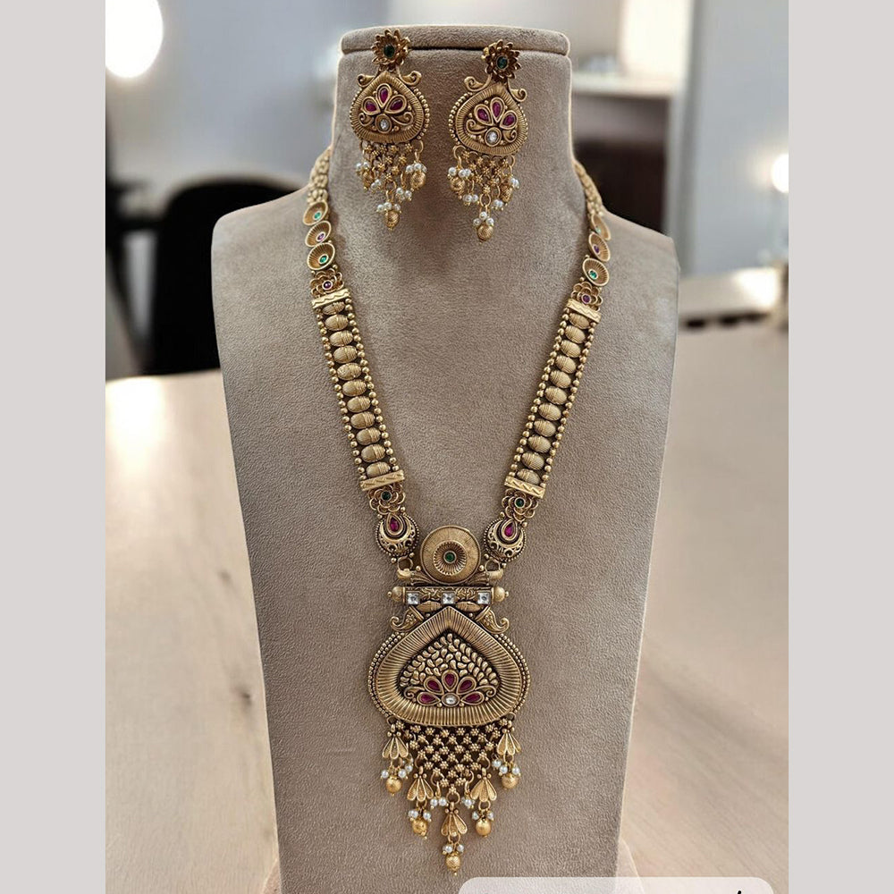 Jewel Addiction Gold Plated with Pota Sparkle Ethnic Glam Long Necklace Set