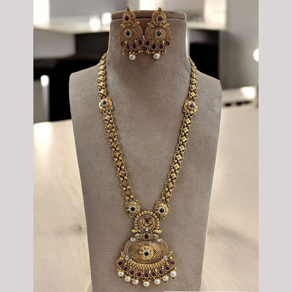 Jewel Addiction Gold Plated with Pota Sparkle Ethnic Glam Long Necklace Set