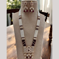 Jewel Addiction Designer Gold Plated Kundan & Pearls Long Necklace Set