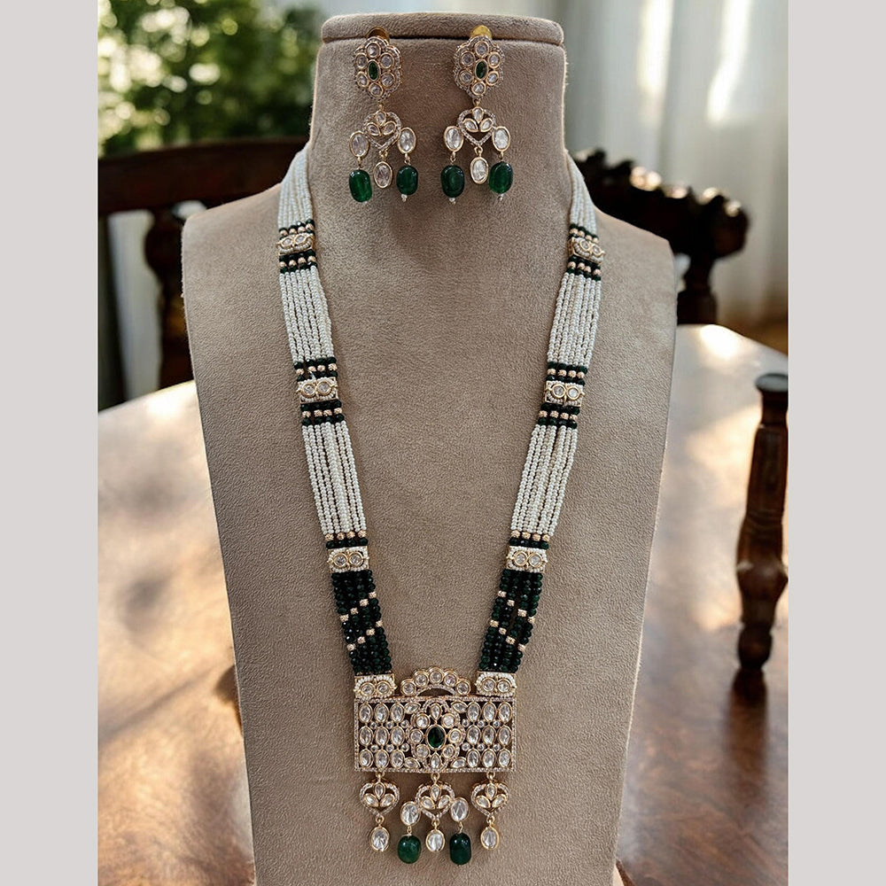 Jewel Addiction Designer Gold Plated Kundan & Pearls Long Necklace Set