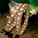 Jewel Addiction Gold Plated Polki Kundan Openable Bangle Set