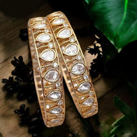 Jewel Addiction Gold Plated Polki Kundan Bangle Set