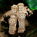 Jewel Addiction Gold Plated Polki Kundan Openable Bangle Set