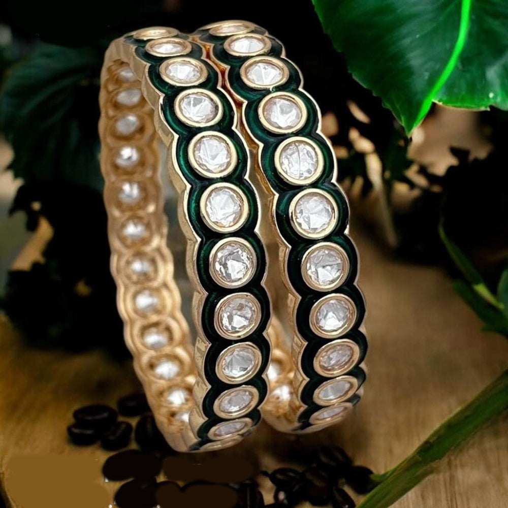 Jewel Addiction Gold Plated Polki Kundan Bangle Set