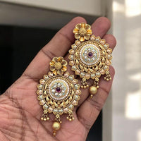 Jewel Addiction Antique Gold Plated  Pota Stone Dangler Earrings