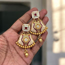 Jewel Addiction Antique Gold Plated  Pota Stone Dangler Earrings