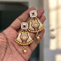 Jewel Addiction Antique Gold Plated  Pota Stone Dangler Earrings
