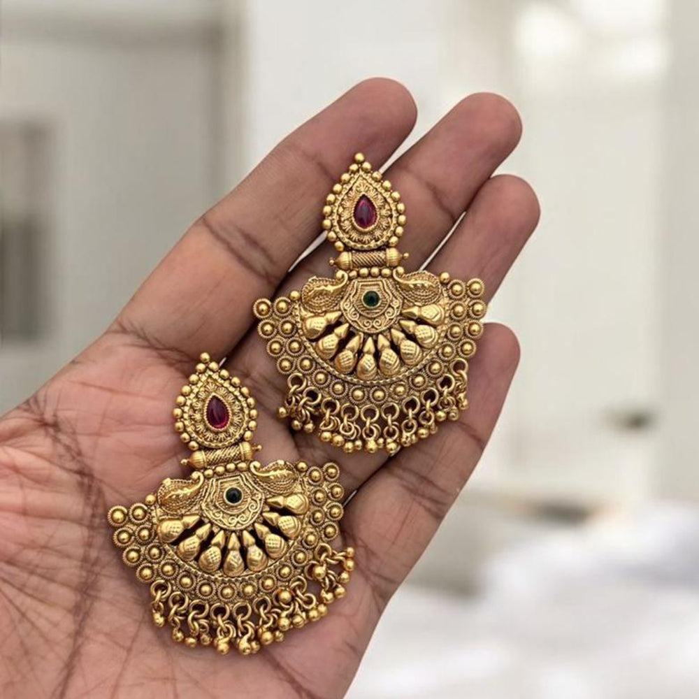 Jewel Addiction Antique Gold Plated  Pota Stone Dangler Earrings