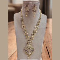 Jewel Addiction Ethnic Gold Plated Pota Stones Style for Bridesmaids & Festive Occasions Long Necklace Set