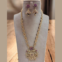 Jewel Addiction Ethnic Gold Plated Pota Stones Style for Bridesmaids & Festive Occasions Long Necklace Set