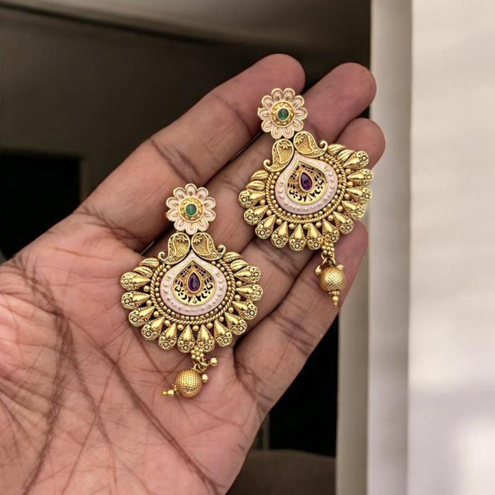 Jewel Addiction Elegant Gold Plated Pota Stone Dangler Earrings