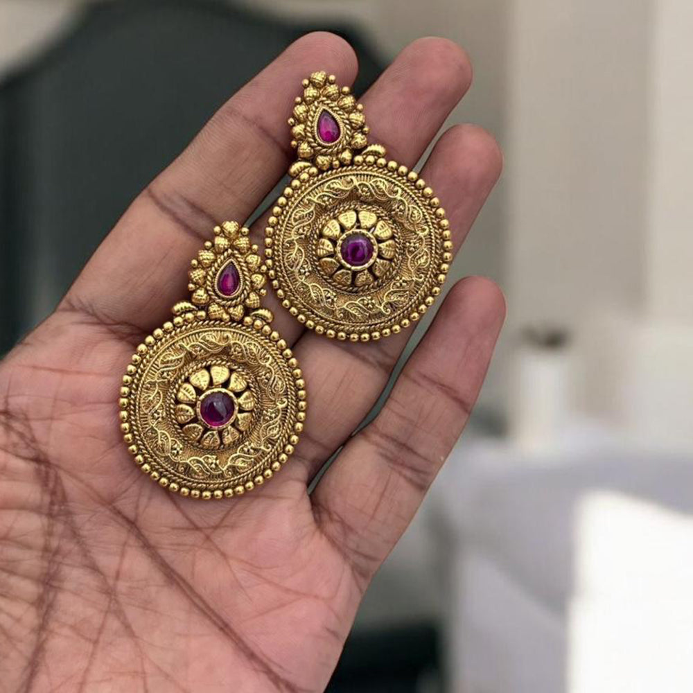 Jewel Addiction Elegant Gold Plated Pota Stone Dangler Earrings
