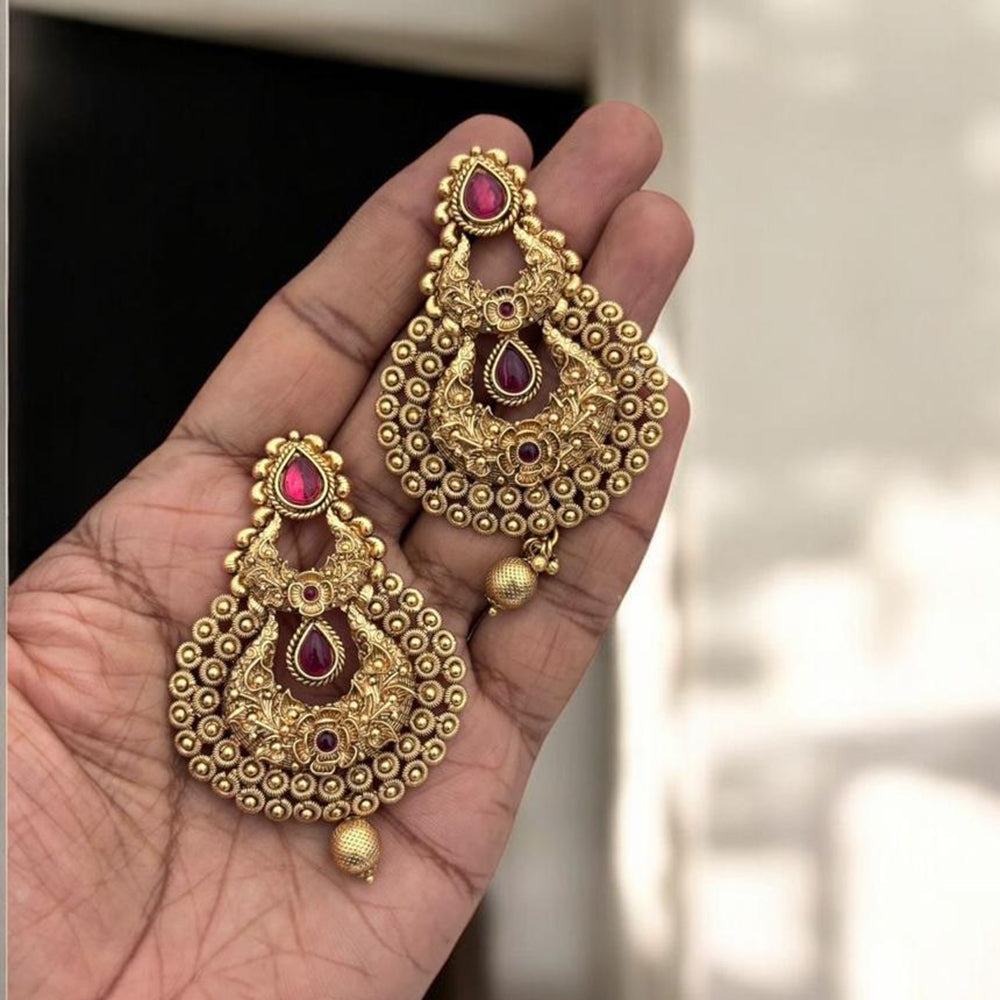 Jewel Addiction Elegant Gold Plated Pota Stone Dangler Earrings